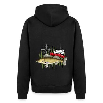 Walleye hunter - Unisex Premium Organic Zip Hoodie - black - Back - Nico (187cm)