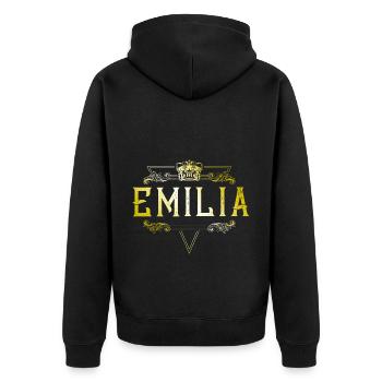 Emilia - Unisex Premium Bio Zip Hoodie - Schwarz - Hinten - Nico (187cm)