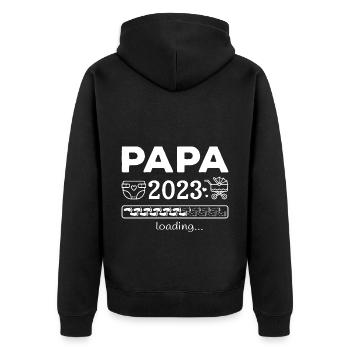 Dad-to-be 2023 Loading Pregnancy Father - Unisex Premium Organic Zip Hoodie - black - Back - Nico (187cm)