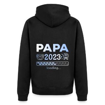 Papa-à-être 2023 Chargement Grossesse Père - Veste à capuche bio Premium Unisexe - noir - Dos - Nico (187cm)