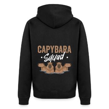 Animal Squad Nagetier Capybara - Unisex Premium Bio Zip Hoodie - Schwarz - Hinten - Nico (187cm)