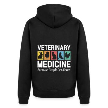 Veterinary Medicine Because People Are Gross Vet - Unisex Premium Bio Zip Hoodie - Schwarz - Hinten - Nico (187cm)