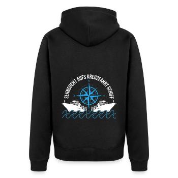 Sehnsucht Aufs Kreuzfahrt Schiff Urlaub - Unisex Premium Bio Zip Hoodie - Schwarz - Hinten - Nico (187cm)