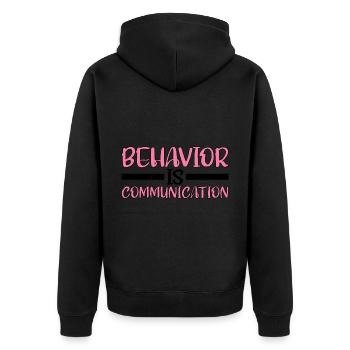 Behavior Is Communication 8 - Unisex Premium Bio Zip Hoodie - Schwarz - Hinten - Nico (187cm)