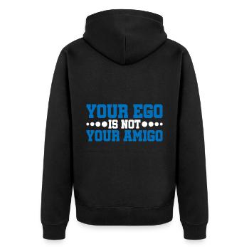 Your Ego Is Not Your Amigo 19 - Unisex Premium Bio Zip Hoodie - Schwarz - Hinten - Nico (187cm)
