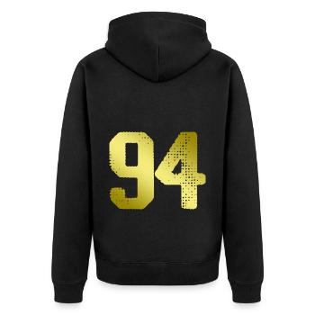 94 Maillot numéro - Veste à capuche bio Premium Unisexe - noir - Dos - Nico (187cm)
