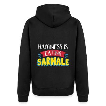 Glück isst Sarmale - Unisex Premium Bio Zip Hoodie - Schwarz - Hinten - Nico (187cm)