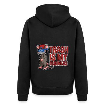 Opossum Design für Possum Fans und Opossum Fans - Unisex Premium Bio Zip Hoodie - Schwarz - Hinten - Nico (187cm)