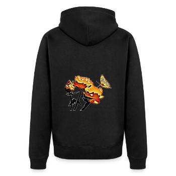 Schmetterling und Blumen - Unisex Premium Bio Zip Hoodie - Schwarz - Hinten - Nico (187cm)