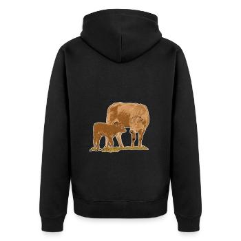 Vache avec veau - Veste à capuche bio Premium Unisexe - noir - Dos - Nico (187cm)
