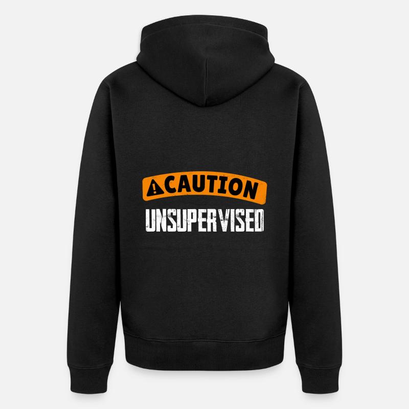 Attention Sans surveillance 4 - Veste à capuche bio Premium Unisexe - noir