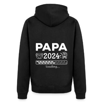 Werdende Papa 2024 Loading Schwangerschaft Vater - Unisex Premium Bio Zip Hoodie - Schwarz - Hinten - Nico (187cm)