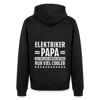 Elektriker Lustiger Spruch Elektriker Geschenk - Unisex Premium Bio Zip Hoodie - Schwarz - Hinten - Nico (187cm)