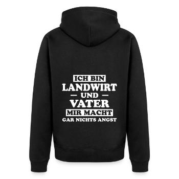 Landwirt Lustig Spruch Traktor Landwirt Geschenk - Unisex Premium Bio Zip Hoodie - Schwarz - Hinten - Nico (187cm)