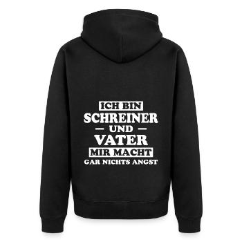 Schreiner Witz Spruch Tischler Schreiner Geschenk - Unisex Premium Bio Zip Hoodie - Schwarz - Hinten - Nico (187cm)