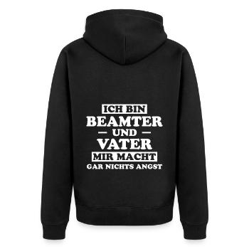 Beamter Lustiger Spruch Verbeamtung Büro Geschenk - Unisex Premium Bio Zip Hoodie - Schwarz - Hinten - Nico (187cm)