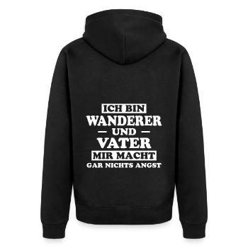 Wanderer Outdoor Lustiger Spruch Wandern Geschenk - Unisex Premium Bio Zip Hoodie - Schwarz - Hinten - Nico (187cm)