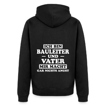 Bauleiter Job Spruch Baustelle Bauleiter Geschenk - Unisex Premium Bio Zip Hoodie - Schwarz - Hinten - Nico (187cm)