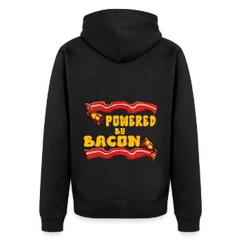 Powered by Bacon Funny Bacon Lover - Unisex Premium Organic Zip Hoodie - black - Back - Nico (187cm)
