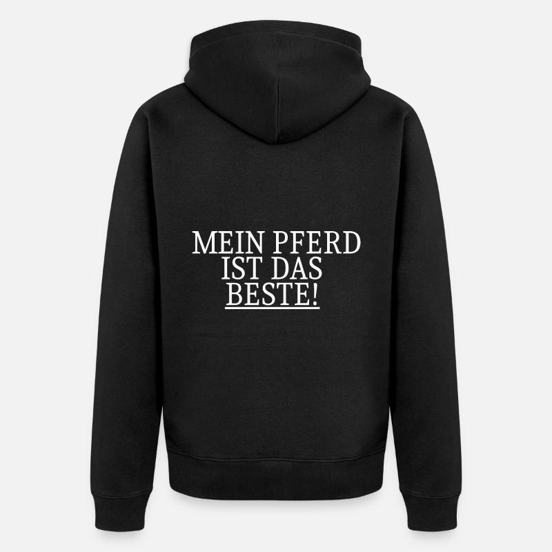 Mein Pferd ist das Beste - Unisex Premium Bio Zip Hoodie - Schwarz