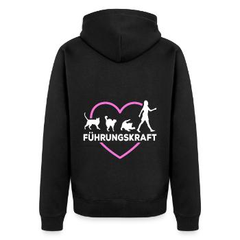 Katzenliebhaberin mit Herz Katze Führungskraft - Unisex Premium Bio Zip Hoodie - Schwarz - Hinten - Nico (187cm)