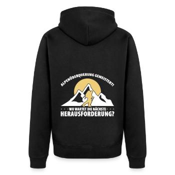 Alpenüberquerung Für Alpenüberquerer Wanderin Wand - Unisex Premium Bio Zip Hoodie - Schwarz - Hinten - Nico (187cm)