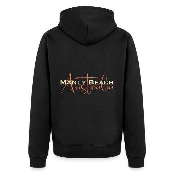 Manly Beach Australia vintage style - Unisex Premium Bio Zip Hoodie - Schwarz - Hinten - Nico (187cm)