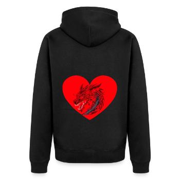 Liebe Drachen Herz Fabelwesen Fabel Drache - Unisex Premium Bio Zip Hoodie - Schwarz - Hinten - Nico (187cm)