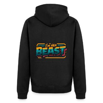 I'm Her Beast 9 - Unisex Premium Organic Zip Hoodie - black - Back - Nico (187cm)