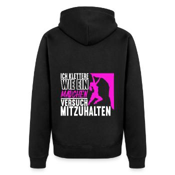 Klettern Kletterer - Unisex Premium Bio Zip Hoodie - Schwarz - Hinten - Nico (187cm)