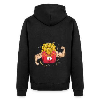 Bodybuilding Fries Fitness Gym Fries Fries - Unisex Premium Organic Zip Hoodie - black - Back - Nico (187cm)