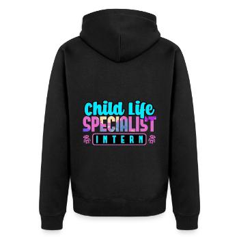Child Life Specialist Intern - Unisex Premium Organic Zip Hoodie - black - Back - Nico (187cm)