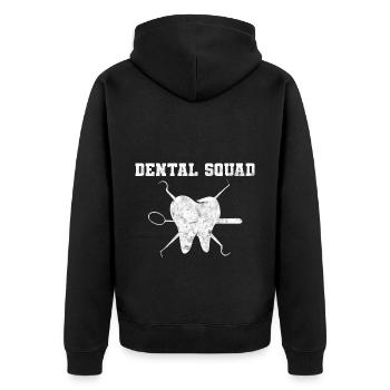 Zahnarzt Zahnarzthelferin Praxis Zähne I Geschenk - Unisex Premium Bio Zip Hoodie - Schwarz - Hinten - Nico (187cm)