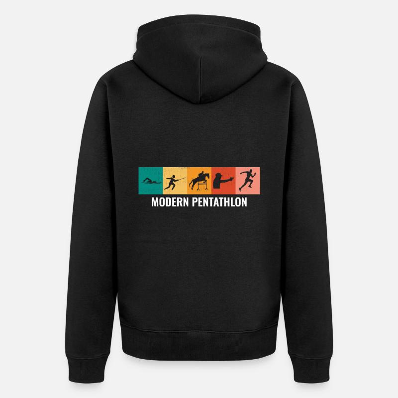Pentathlon moderne - Escrime Natation Équitation - Veste à capuche bio Premium Unisexe - noir