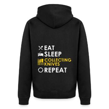 Messermacher Messersammler Design Messerfan - Unisex Premium Bio Zip Hoodie - Schwarz - Hinten - Nico (187cm)
