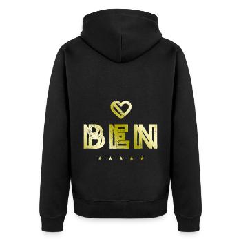 Ben Herz - Unisex Premium Bio Zip Hoodie - Schwarz - Hinten - Nico (187cm)