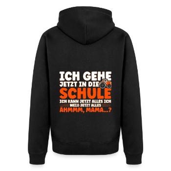 Ich Gehe Jetzt In Die Schule Schulbeginn - Unisex Premium Bio Zip Hoodie - Schwarz - Hinten - Nico (187cm)