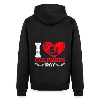 Christopher Columbus - Unisex Premium Bio Zip Hoodie - Schwarz - Hinten - Nico (187cm)
