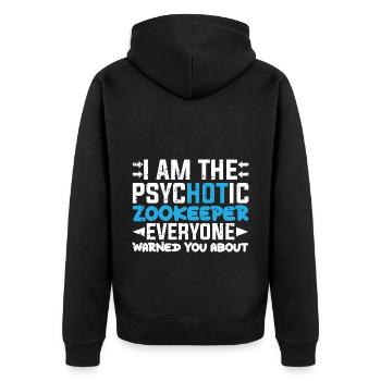 Zoowärter - Unisex Premium Bio Zip Hoodie - Schwarz - Hinten - Nico (187cm)