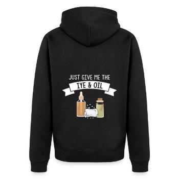 Homemade soap design for oil soap making - Unisex Premium Organic Zip Hoodie - black - Back - Nico (187cm)