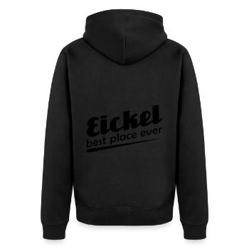 Eickel - Stadt best place ever - Unisex Premium Bio Zip Hoodie - Schwarz - Hinten - Nico (187cm)