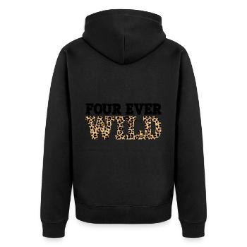 Four Ever Wild 28 - Unisex Premium Bio Zip Hoodie - Schwarz - Hinten - Nico (187cm)