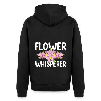 Flower Whisperer Funny Florist Gardener - Unisex Premium Bio Zip Hoodie - Schwarz - Hinten - Nico (187cm)