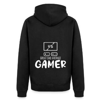 Great Father Average Player Suitable - Unisex Premium Organic Zip Hoodie - black - Back - Nico (187cm)