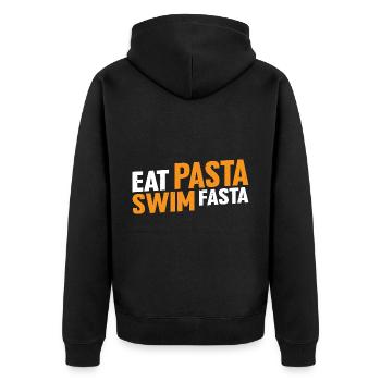 Eat Pasta Swim Fasta 16 - Unisex Premium Bio Zip Hoodie - Schwarz - Hinten - Nico (187cm)