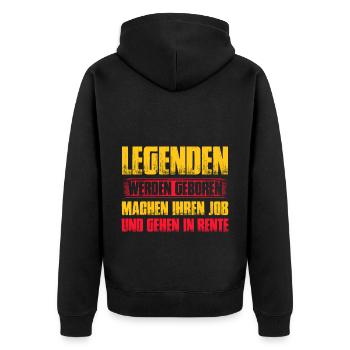 Legenden Werden Geboren Machen Ihren Job Und Gehen - Unisex Premium Bio Zip Hoodie - Schwarz - Hinten - Nico (187cm)