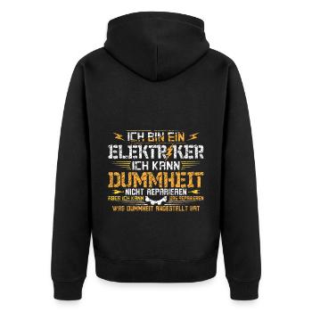 Ich bin Elektriker - Unisex Premium Bio Zip Hoodie - Schwarz - Hinten - Nico (187cm)