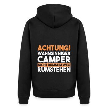 Wohnmobil Wohnwagen Caravan Camping Camper - Unisex Premium Bio Zip Hoodie - Schwarz - Hinten - Nico (187cm)