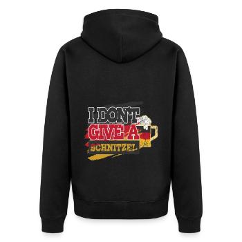 I Don't Give A Schnitzel Deutsches Bier Wurst - Unisex Premium Bio Zip Hoodie - Schwarz - Hinten - Nico (187cm)