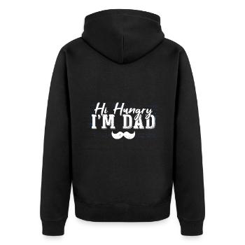 Hallo hungrig, ich bin Papa - Unisex Premium Bio Zip Hoodie - Schwarz - Hinten - Nico (187cm)
